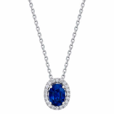 Blue Sapphire and Diamond 14kt White Gold Necklace